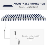 Outsunny 3.5 x 2.5 m Garden Patio Manual Awning Canopy Sun Shade Shelter - Blue/White