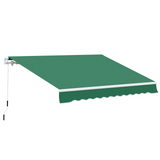 Outsunny 4m x 3(m) Garden Patio Manual Awning Canopy Aluminium Sun Shade Shelter Retractable Green