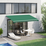 Outsunny 4m x 3(m) Garden Patio Manual Awning Canopy Aluminium Sun Shade Shelter Retractable Green