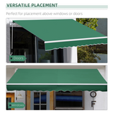 Outsunny 4m x 3(m) Garden Patio Manual Awning Canopy Aluminium Sun Shade Shelter Retractable Green