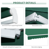 Outsunny 4m x 3(m) Garden Patio Manual Awning Canopy Aluminium Sun Shade Shelter Retractable Green