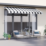 Outsunny 2.5m x 2m Garden Patio Manual Awning Canopy Sun Shade Shelter Retractable with Winding Handle Blue White