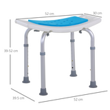 HOMCOM 6-Level Height Adjustable Aluminium Bath Room Stool Chair Shower Non-Slip Design w/ Padded Seat Drainage Holes Foot Pad