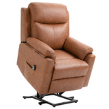 HOMCOM Power Lift Chair Electric Riser Recliner for Elderly, Faux Leather Sofa Lounge Armchair with Remote Control and Side Pocket, Brown