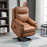 HOMCOM Power Lift Chair Electric Riser Recliner for Elderly, Faux Leather Sofa Lounge Armchair with Remote Control and Side Pocket, Brown