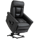 HOMCOM Power Lift Chair, PU Leather Recliner Sofa Chair for Elderly with Remote Control, Side Pocket, Black