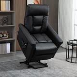 HOMCOM Power Lift Chair, PU Leather Recliner Sofa Chair for Elderly with Remote Control, Side Pocket, Black