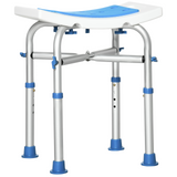 HOMCOM Shower Chair for the Elderly and Disabled, Adjustable Padded Shower Stool with Built-in Handle and Non-slip Suction Foot Pads, Blue