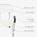 HOMCOM Adjustable Shower Chair, Shower Seat, Portable Medical Stool with Adjustable Back and Armrest for Mobility