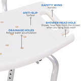 HOMCOM Bath Chair Shower Stool Safety Seat Bathroom Adjustable Positions Elderly Aids