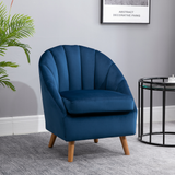 HOMCOM Accent Chair Velvet Fabric Single Sofa Armchair Home Living Room Solid Wood Leg Upholstered Side Armchair Blue