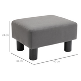 HOMCOM Footstool Foot Rest Small Seat Foot Rest Chair Grey Home Office with Legs 40 x 30 x 24cm