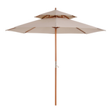 Outsunny 2.7 m Patio Parasol Double Tier Garden Umbrellas Outdoor Sun Umbrella Sunshade Bamboo Parasol, Beige