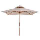 Outsunny 3 x 3 meter Patio Parasol Garden Umbrellas Sunshade Outdoor Wooden Parasol Canopy Double Tier, Beige, BASE NOT INCLUDED