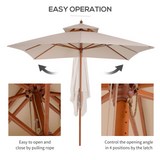 Outsunny 3 x 3 meter Patio Parasol Garden Umbrellas Sunshade Outdoor Wooden Parasol Canopy Double Tier, Beige, BASE NOT INCLUDED