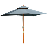 Outsunny 3 x 3 meter Patio Parasol Garden Umbrellas Sunshade Outdoor Wooden Parasol Canopy Double Tier, Grey, BASE NOT INCLUDED