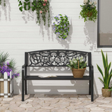 Outsunny 2 Seater Metal Garden Bench Patio Outdoor Park Porch Chair