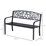 Outsunny 2 Seater Metal Garden Bench Patio Outdoor Park Porch Chair