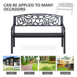 Outsunny 2 Seater Metal Garden Bench Patio Outdoor Park Porch Chair