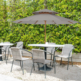 Outsunny 2.7 m Patio Parasol Double Tier Garden Umbrellas Outdoor Sun Umbrella Sunshade Bamboo Parasol, Grey