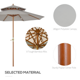 Outsunny 2.7 m Patio Parasol Double Tier Garden Umbrellas Outdoor Sun Umbrella Sunshade Bamboo Parasol, Grey