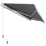 Outsunny 3 x 2.5m Garden Patio Manual Awning Retractable Canopy Sun Shade Shelter with Fittings and Crank Handle Grey