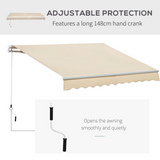 Outsunny 3.5x2.5m Manual Awning Window Door Sun Weather Shade w/ Handle Thick Retractable Canopy Outdoor Garden Shield Beige