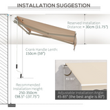 Outsunny 3.5x2.5m Manual Awning Window Door Sun Weather Shade w/ Handle Thick Retractable Canopy Outdoor Garden Shield Beige