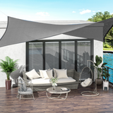 Outsunny 5 x 4m Sun Shade Sail HDPE Rectangle Canopy Outdoor Sunscreen Awning with Mounting Ropes for Garden, Patio, Party, UV Protection, Charcoal Grey