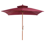 Outsunny 3 x 3 meter Patio Parasol Garden Umbrellas Sunshade Outdoor Wood Wooden Parasol Canopy Double Tier Wine Red