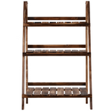 Outsunny Wooden Folding Flower Pot Stand 3 Tier Garden Planter Display Ladder Gardener Storage Shelves Rack Herb Holder (60L x 37W x 93H (cm))