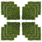 Outsunny 12PCS Artificial Boxwood Wall Panels 50cm x 50cm Grass Privacy Fence Screen Faux Hedge Greenery Backdrop Encrypted Milan Grass with White Flowers for Home Garden Backyard Balcony