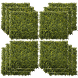 Outsunny 12PCS Artificial Boxwood Wall Panels 50cm x 50cm Grass Privacy Fence Screen Faux Hedge Greenery Backdrop Encrypted Milan Grass for Home Garden Backyard Balcony