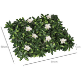 Outsunny 12PCS Artificial Boxwood Wall Panels 50cm x 50cm Rhododendron Privacy Fence Screen Faux Hedge Greenery Backdrop for Home Garden Backyard Balcony