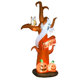 HOMCOM 2.7m Halloween Inflatable Tree with Ghost and Pumpkin, LED Lighted for Home Indoor Outdoor Garden Lawn Decoration Party Prop