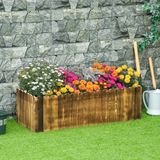 Outsunny 109L Garden Flower Raised Bed Pot Wooden Outdoor Large Rectangle Planter Vegetable Box Outdoor Herb Holder Display (100L x 40W x 30H (cm))