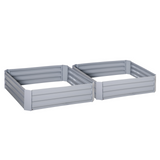 Outsunny Set of 2 291L Raised Garden Bed, Elevated Planter Box with Galvanized Steel Frame for Growing Flowers, Herbs, 100 x 100 x 30 cm