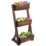 Outsunny 3-Tier Raised Garden Bed Freestanding Outdoor Wooden Flower Rack Vertical Flower Pot Stands, 61 x 48 x 118 cm