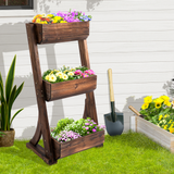 Outsunny 3-Tier Raised Garden Bed Freestanding Outdoor Wooden Flower Rack Vertical Flower Pot Stands, 61 x 48 x 118 cm