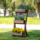 Outsunny 3-Tier Raised Garden Bed Freestanding Outdoor Wooden Flower Rack Vertical Flower Pot Stands, 61 x 48 x 118 cm