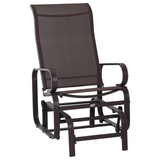 Outsunny Outdoor Gliding Rocking Chair with Sturdy Metal Frame Garden Comfortable Swing Chair for Patio, Backyard and Poolside, Brown