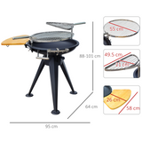 Outsunny Outdoor Garden Patio Adjustable Barbecue Double Grill Charcoal BBQ Party Cooking Fire Pit with Cutting Board - Black