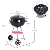 Outsunny Portable Round Kettle Charcoal Grill BBQ Smoker with Lid Outdoor Heat Control Party Patio Barbecue Garden