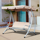 Outsunny 3 Seater Garden Swing Seat Bench Steel Swing Chair with Adjustable Canopy for Outdoor Patio Porch - Beige