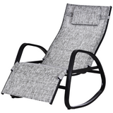 Outsunny Texteline Rocking Lounge Chair Zero Gravity Rocker Patio Adjustable Garden Outdoor Recliner Seat w/ Pillow, Footrest - Grey