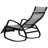 Outsunny Texteline Rocking Lounge Chair Zero Gravity Rocker Patio Adjustable Garden Outdoor Recliner Seat w/ Pillow, Footrest - Grey