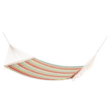 Outsunny Double Cotton Hammock Camping Swing Outdoor Garden Beach Stripe Hanging Bed with Pillow 188L x 140W (cm), Red