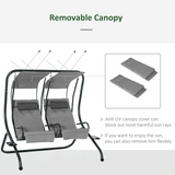 Outsunny Canopy Swing Chair Modern Garden Swing Seat Outdoor Relax Chairs, Headrests and Removable Shade Canopy, Grey