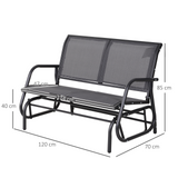 Outsunny 2-Person Outdoor Glider Bench Patio Double Swing Gliding Chair Loveseat w/Power Coated Steel Frame for Backyard Garden Porch, Grey