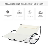 Outsunny Double Hammock Chair Sun Lounger Outdoor Patio Garden Swing Rock Seat Cream White